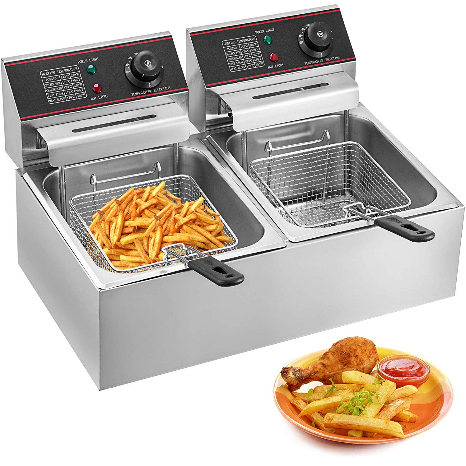 Imported Best Quality Commercially Double Deep Fryer 2 Tank 2 Basket