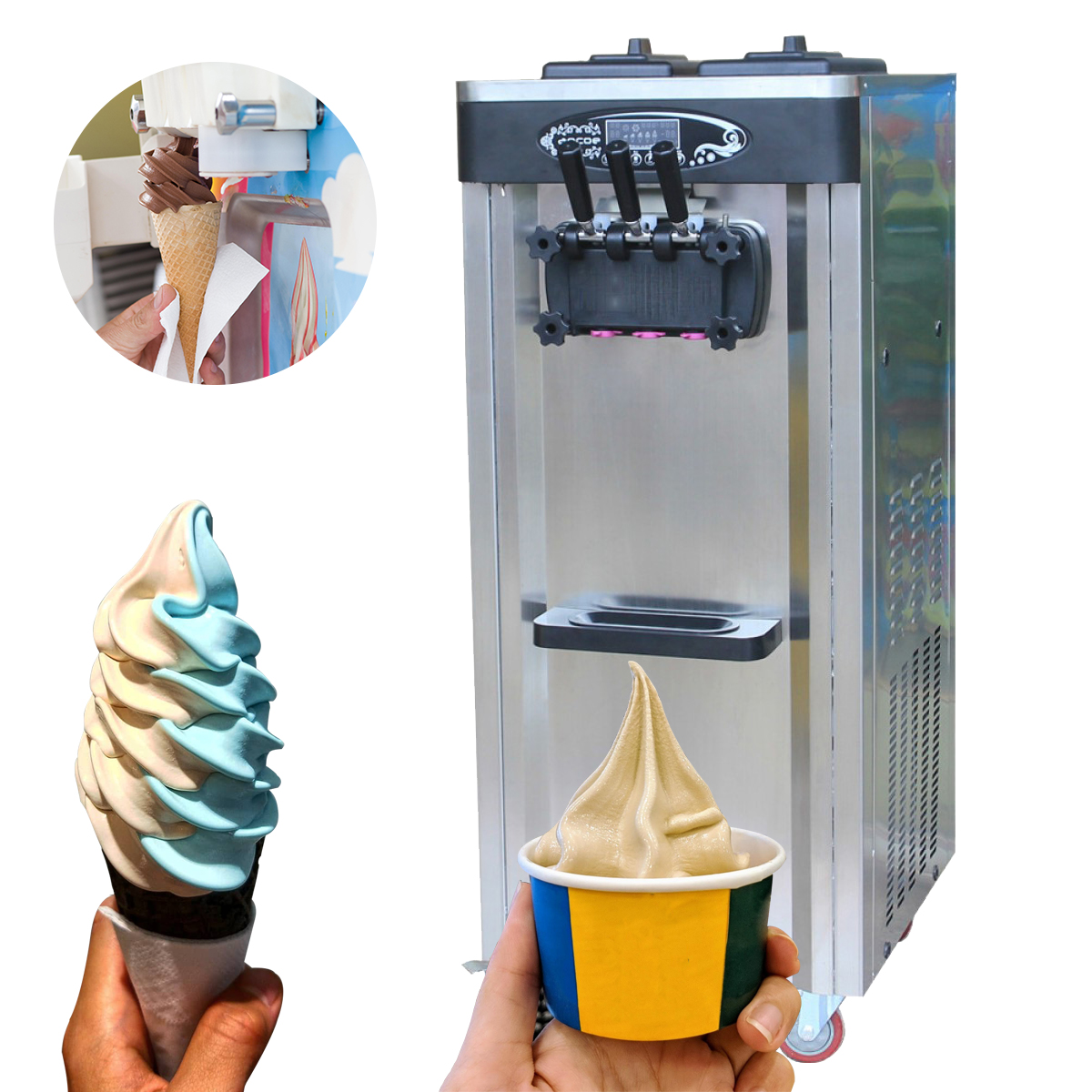 TV Economy Discounted Price Softy Ice Cream Making Machine 200 Cones 